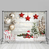 Lofaris Grey Wood And Santa Claus Dolls Merry Christmas Backdrop